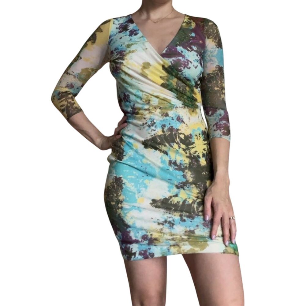 Vintage Rampage Y2K Abstract Mesh Mini Dress | Small | Indie Sleaze Grunge